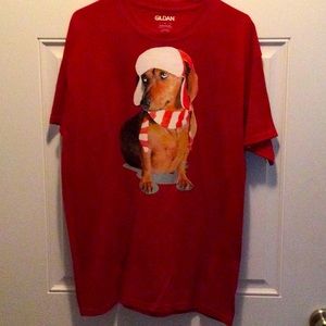 Gildan Christmas dog t shirt. New. Sizes small, medium, large, and x large.